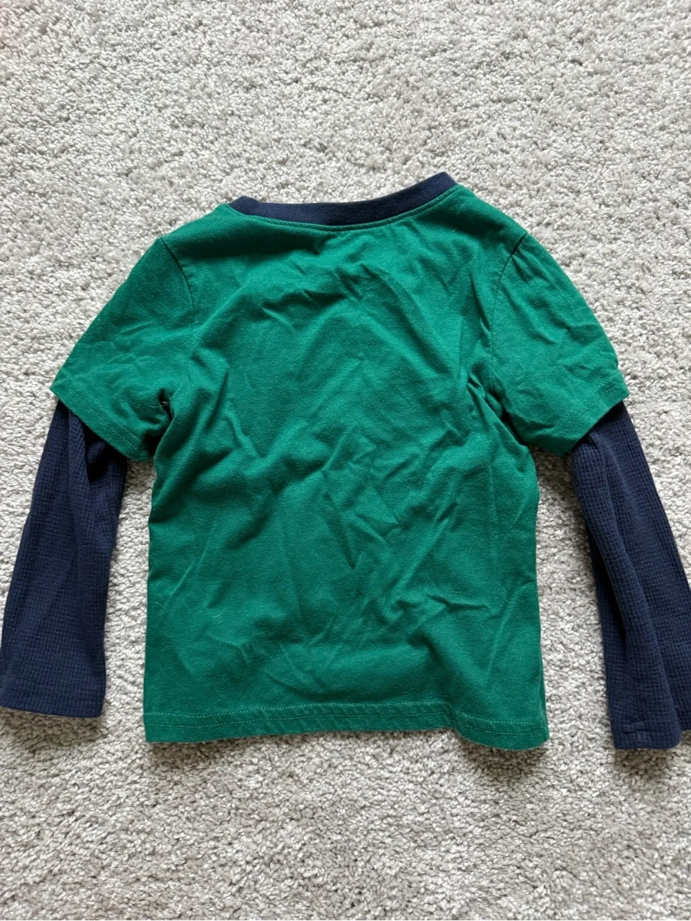 The Children's Place Green & Navy Layered-Look Train Long Sleeve Tee